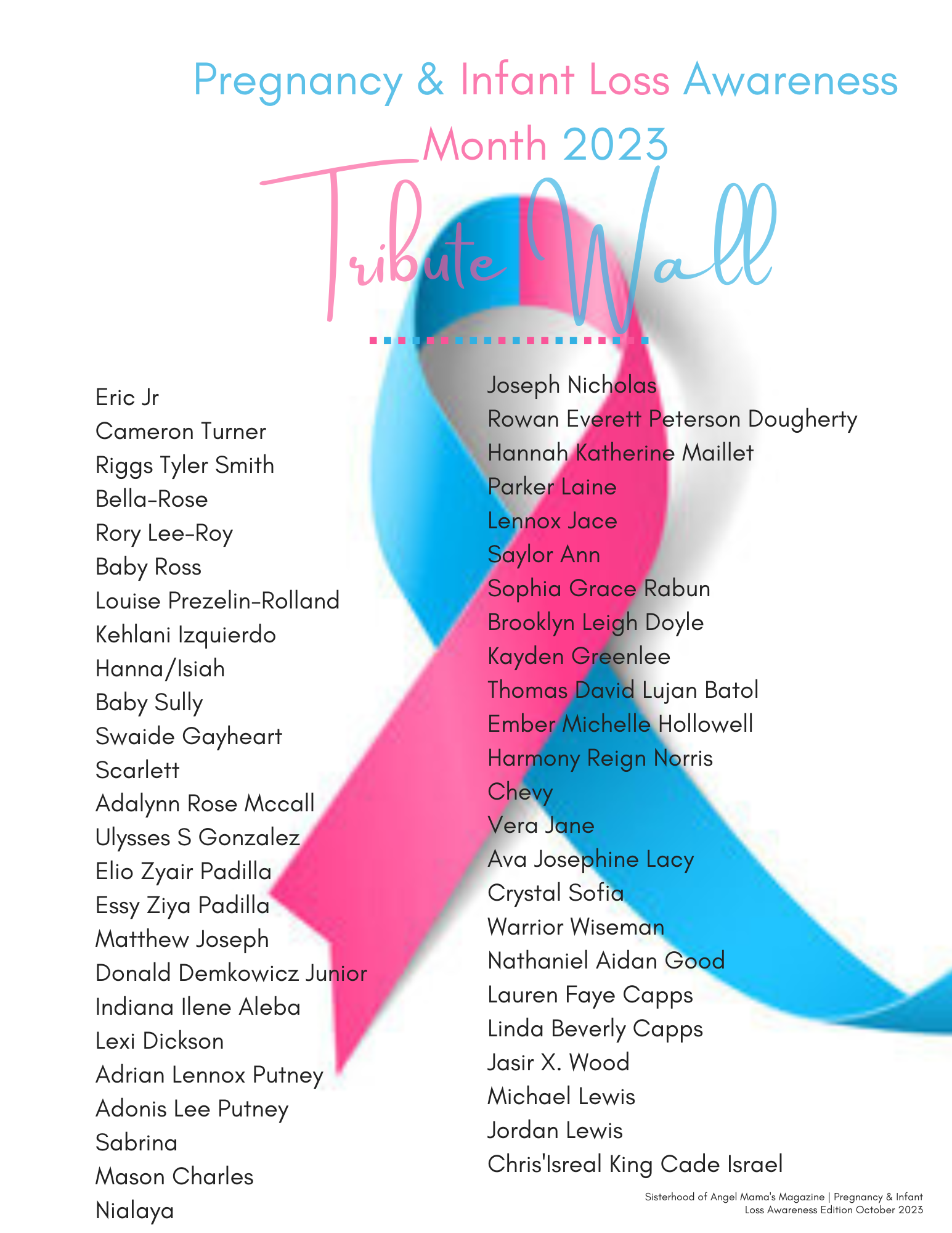Pregnancy and Infant Loss Awareness Month Tribute Wall 2023 – Quila's ...
